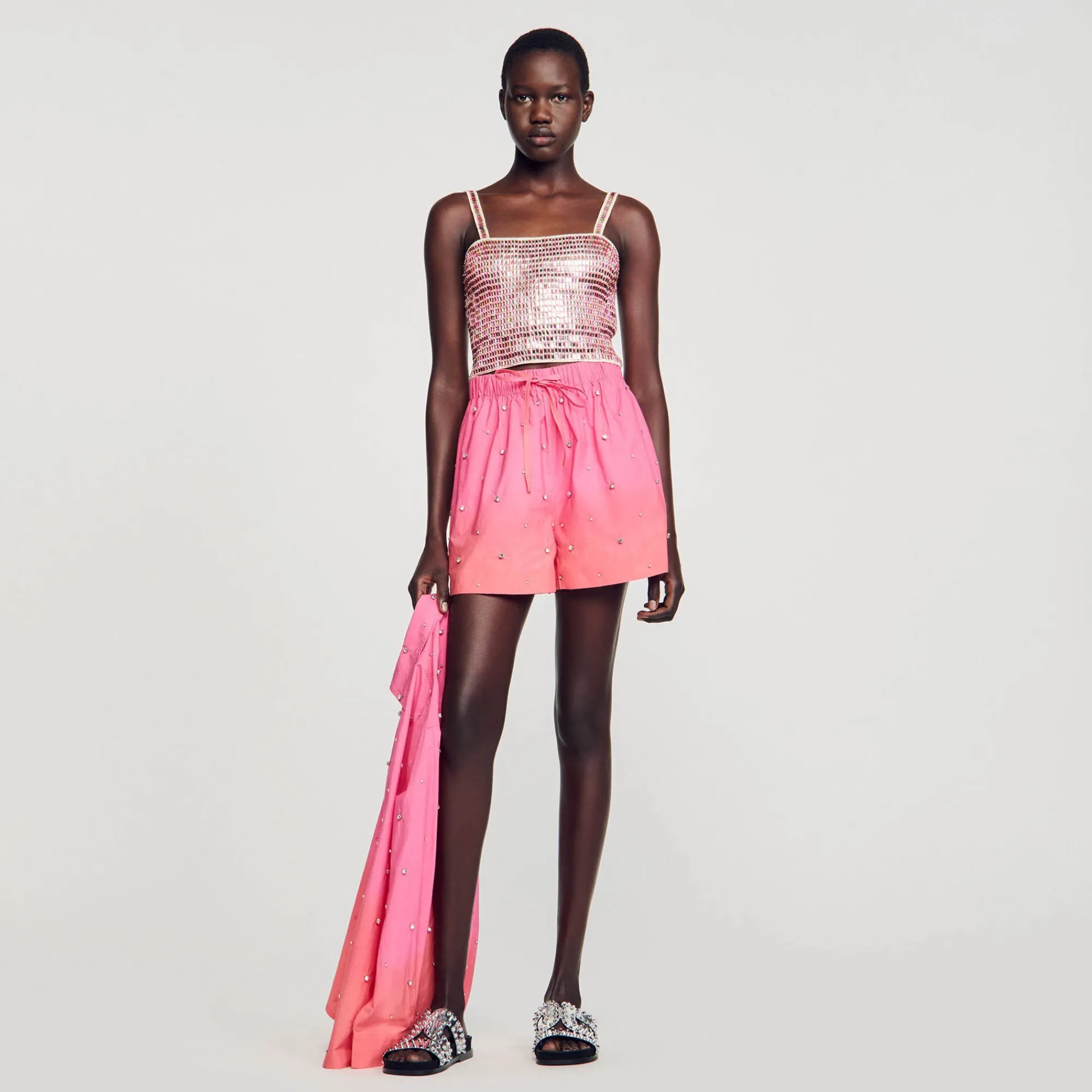 Mulheres Sandro Paris Shorts Com Strass