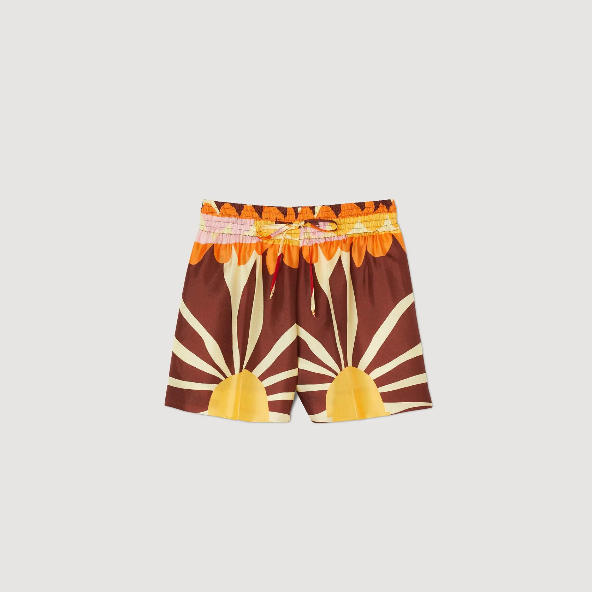 Mulheres Sandro Paris Shorts De Cetim Estampado