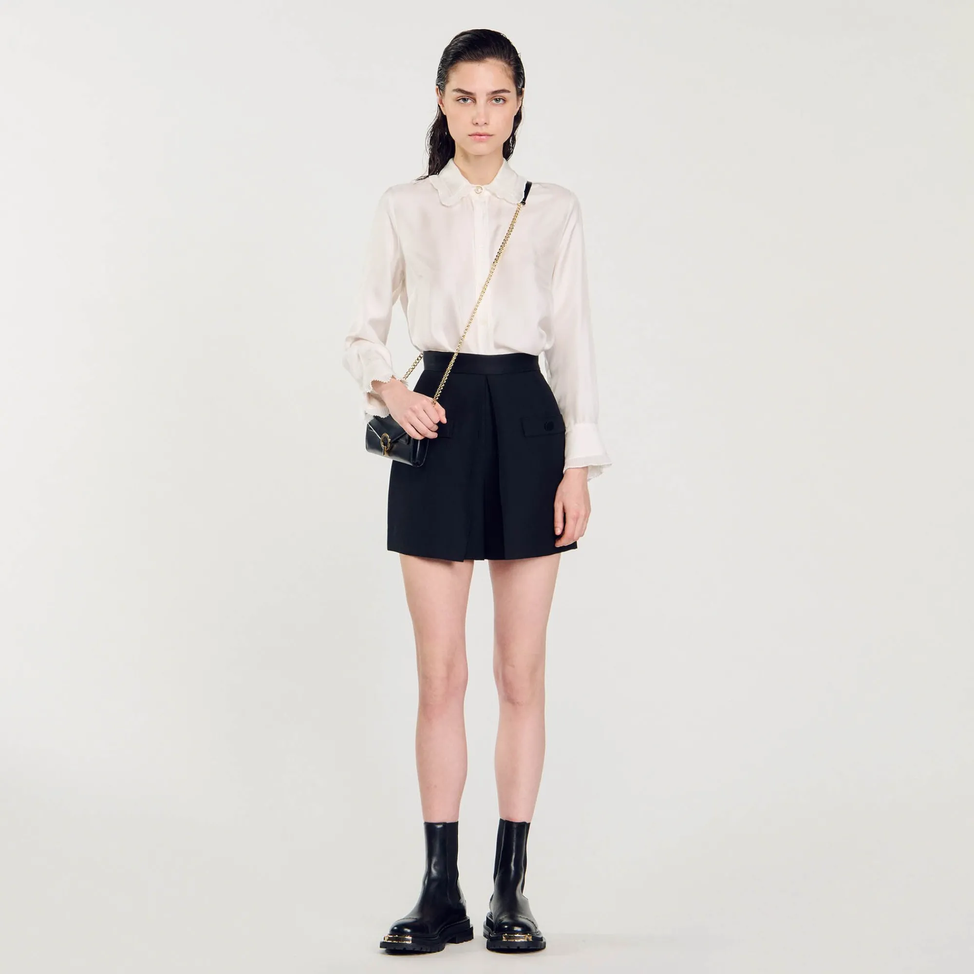 Mulheres Sandro Paris Shorts De Cintura Alta Com Botoes