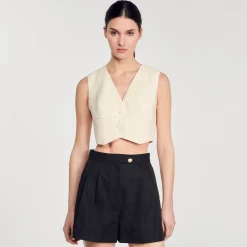 Mulheres Sandro Paris Shorts De Gabardina
