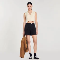 Mulheres Sandro Paris Shorts De Gabardina