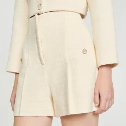 Mulheres Sandro Paris Shorts De Tweed Com Cintura Alta