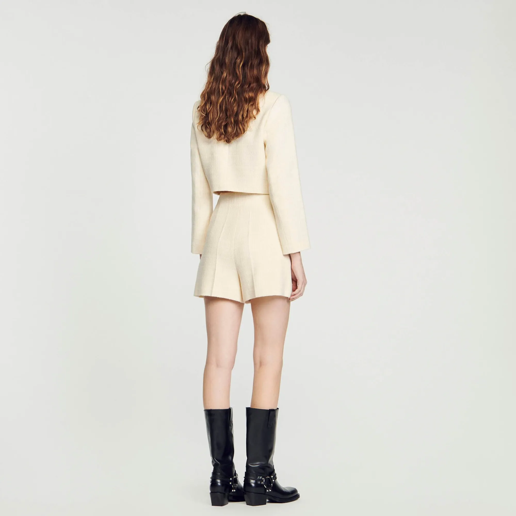 Mulheres Sandro Paris Shorts De Tweed Com Cintura Alta