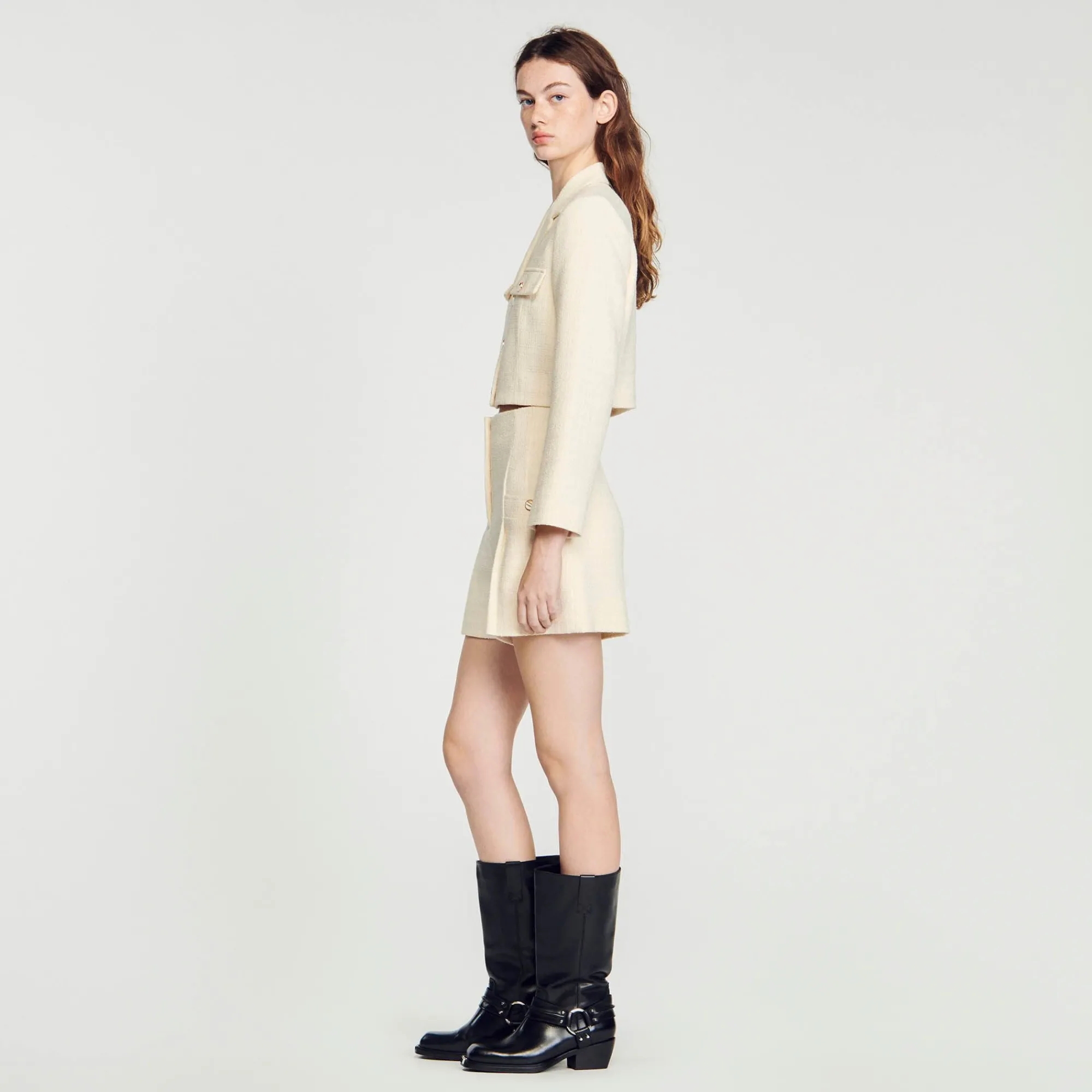 Mulheres Sandro Paris Shorts De Tweed Com Cintura Alta