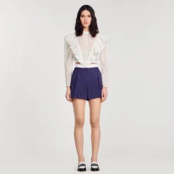 Mulheres Sandro Paris Shorts Listrados