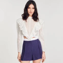 Mulheres Sandro Paris Shorts Listrados
