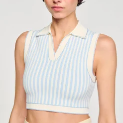 Mulheres Sandro Paris Sueter Cropped Listrado