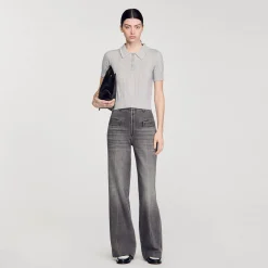 Mulheres Sandro Paris Sueter Curto Tipo Polo