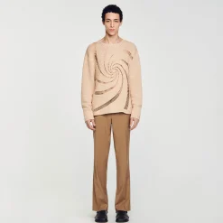 Homem Sandro Paris Sueter De Algodao Em Croche Espiral