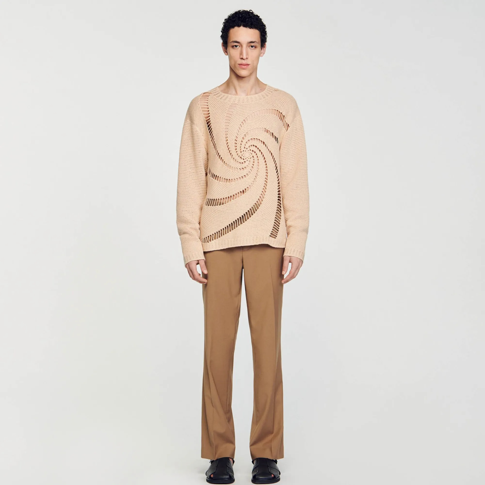 Homem Sandro Paris Sueter De Algodao Em Croche Espiral