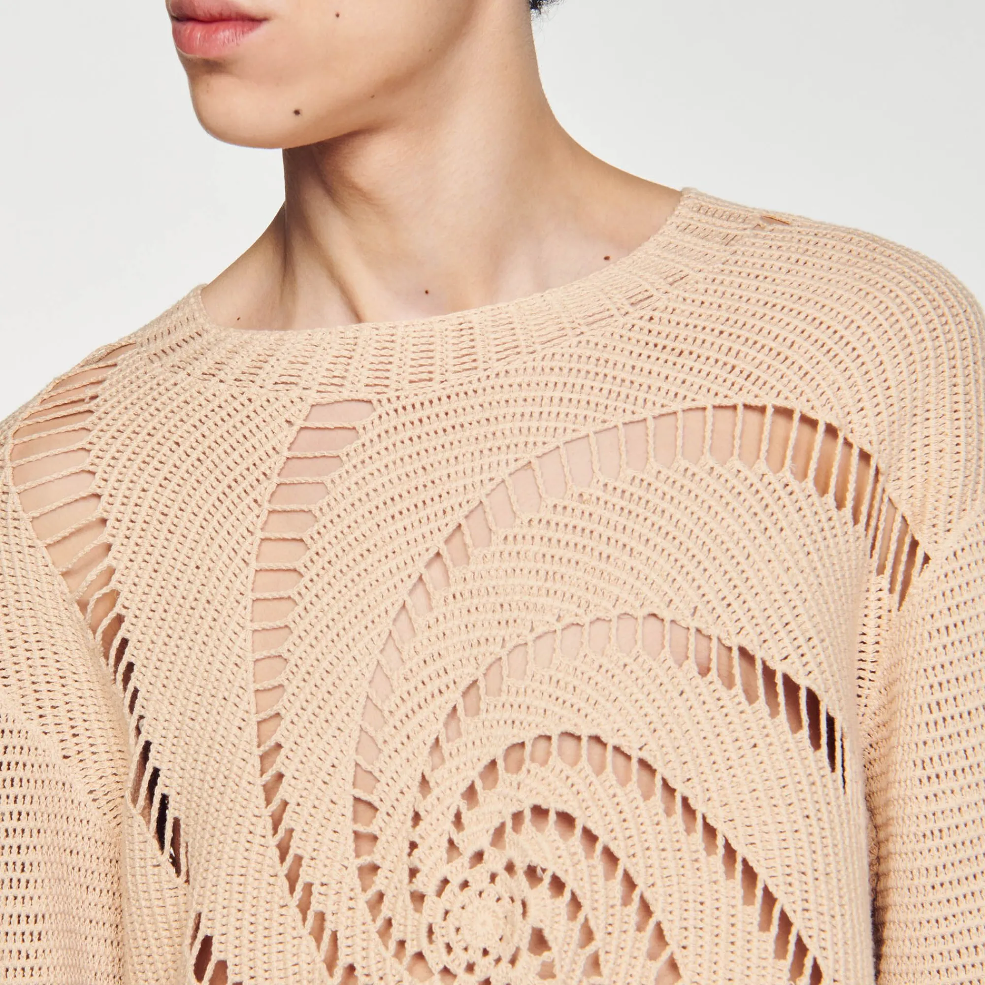 Homem Sandro Paris Sueter De Algodao Em Croche Espiral