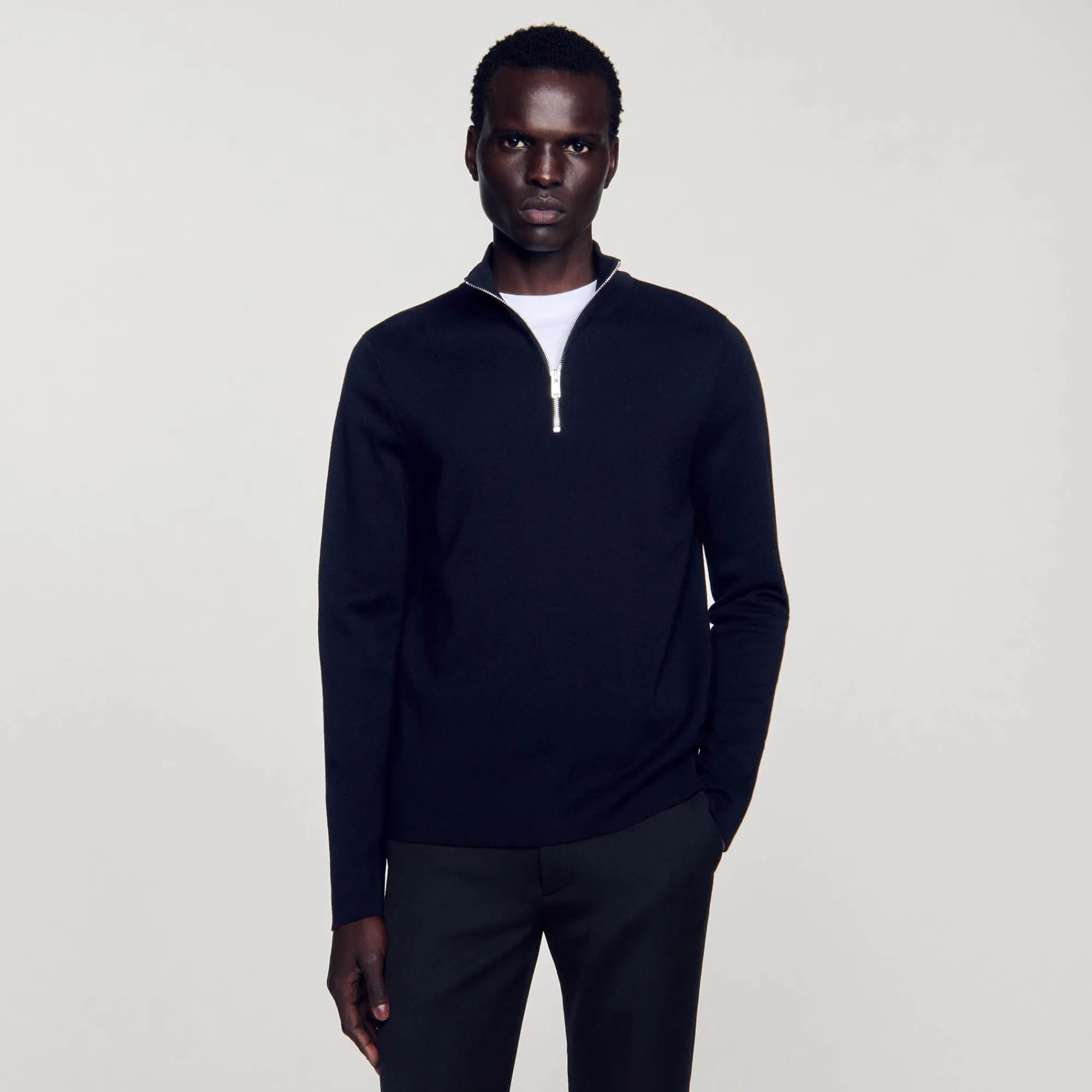 Homem Sandro Paris Sueter De La Com Ziper