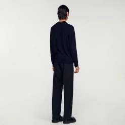 Homem Sandro Paris Sueter De La De Malha Fina