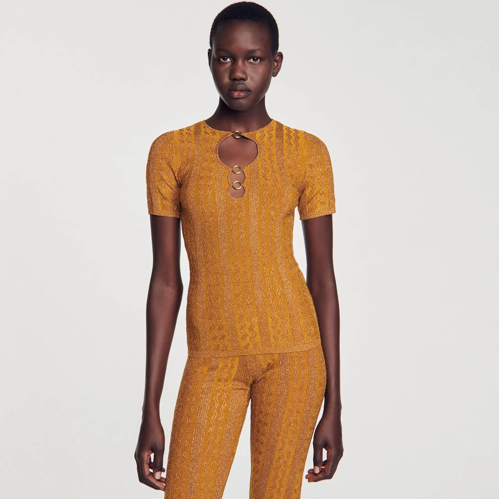 Mulheres Sandro Paris Sueter De Malha Brilhante