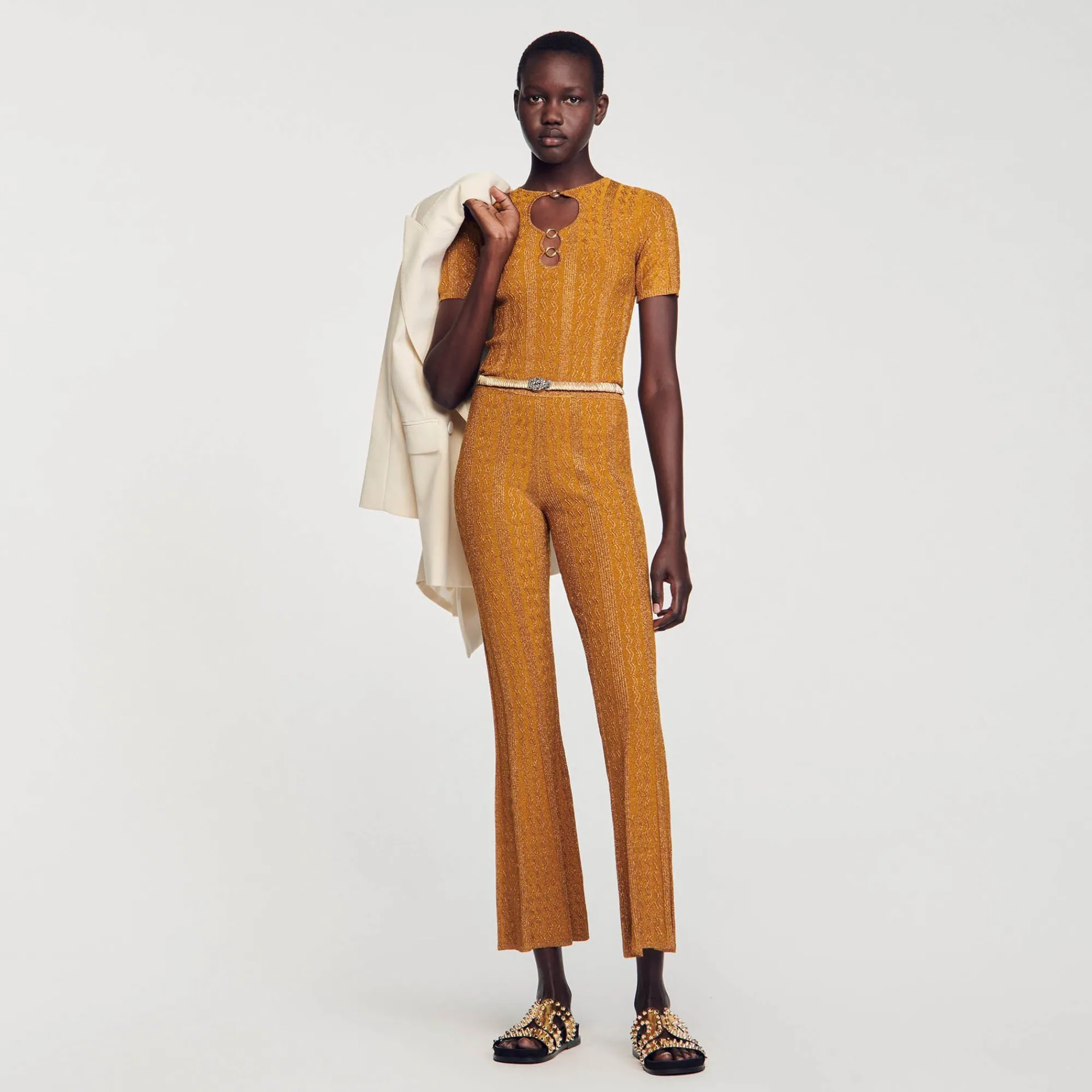 Mulheres Sandro Paris Sueter De Malha Brilhante