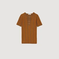 Mulheres Sandro Paris Sueter De Malha Brilhante