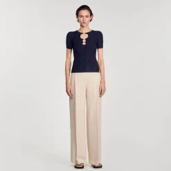 Mulheres Sandro Paris Sueter De Malha Brilhante