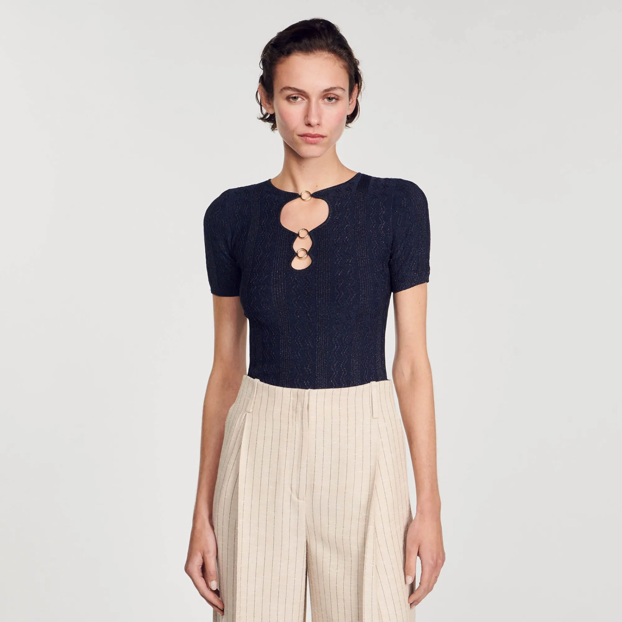 Mulheres Sandro Paris Sueter De Malha Brilhante