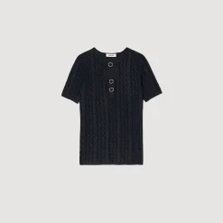 Mulheres Sandro Paris Sueter De Malha Brilhante