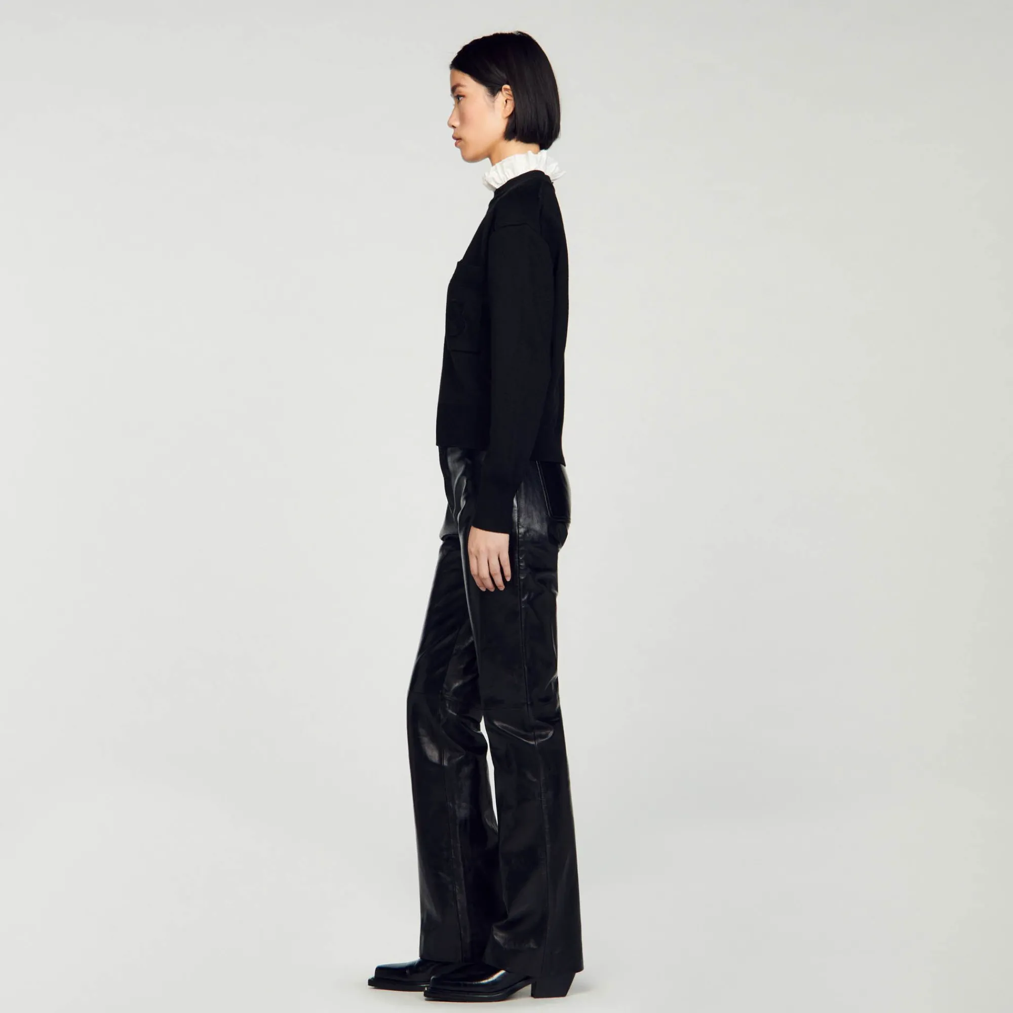 Mulheres Sandro Paris Sueter De Malha Com Gola Alta