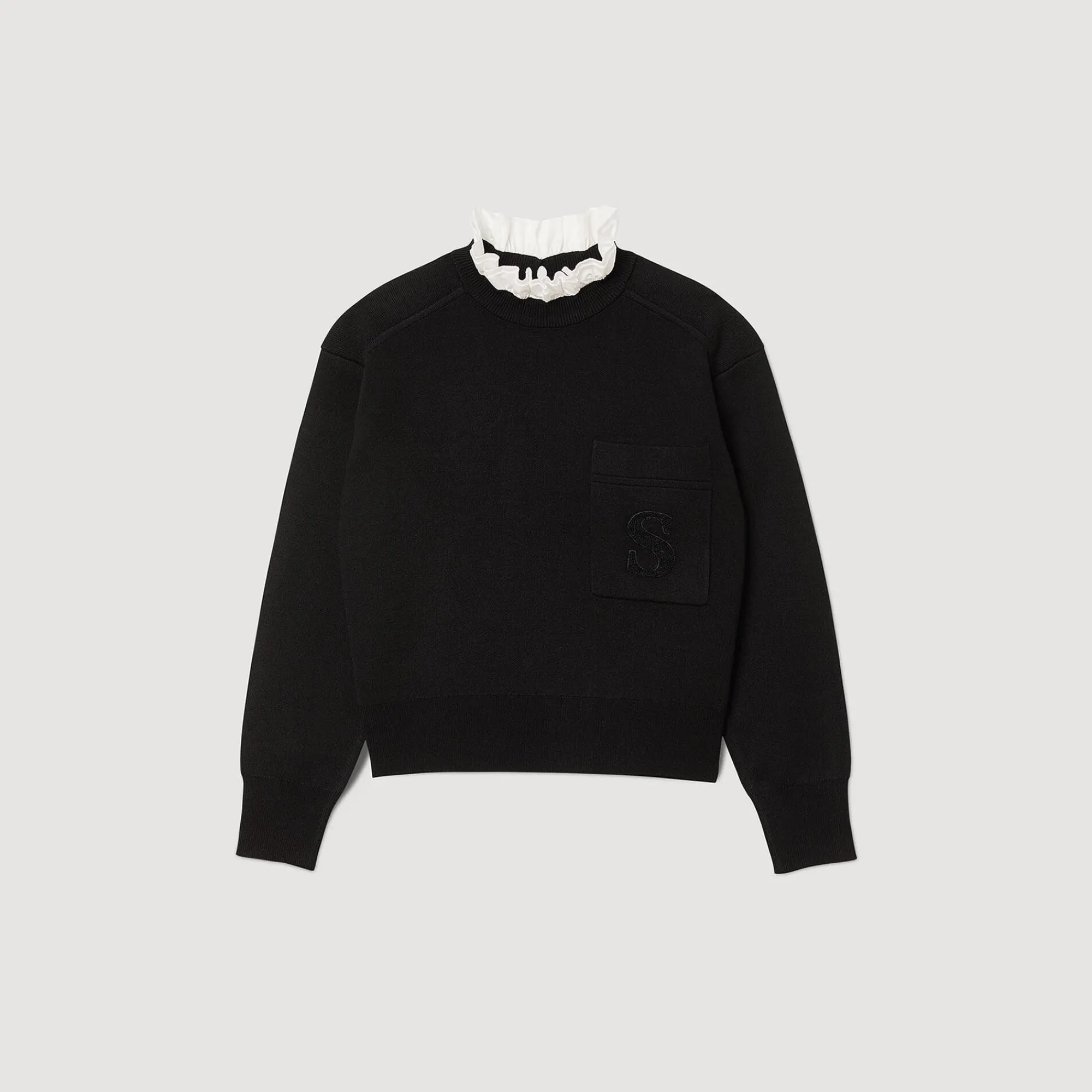 Mulheres Sandro Paris Sueter De Malha Com Gola Alta