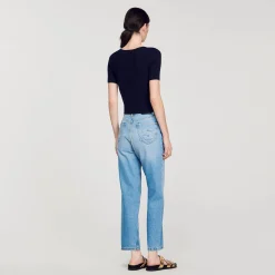 Mulheres Sandro Paris Sueter De Malha Recortado