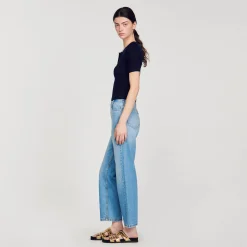 Mulheres Sandro Paris Sueter De Malha Recortado