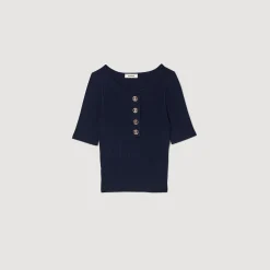 Mulheres Sandro Paris Sueter De Malha Recortado