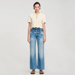 Mulheres Sandro Paris Sueter De Malha Recortado