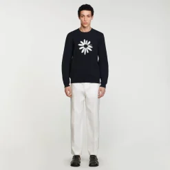 Homem Sandro Paris Sueter Jacquard Com Flor
