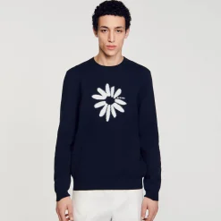 Homem Sandro Paris Sueter Jacquard Com Flor