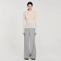 Mulheres Sandro Paris Sueter Transparente Com Strass