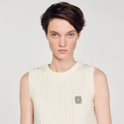 Mulheres Sandro Paris Sueter Tricotado Sem Mangas