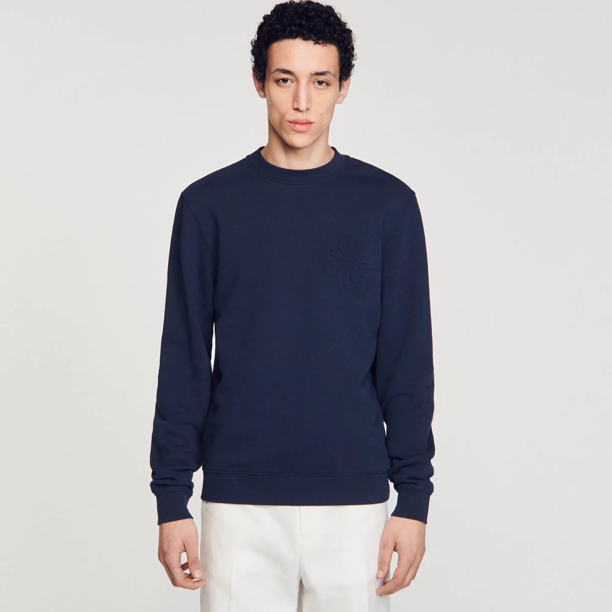 Homem Sandro Paris Sweatshirt De Algodao Com Flor