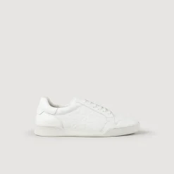 Homem Sandro Paris Tenis Quadrado De Couro Com Relevo Cruzado