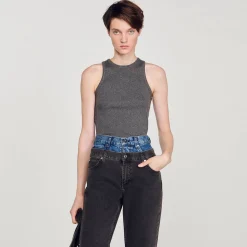 Mulheres Sandro Paris Top Com Cavas Americanas