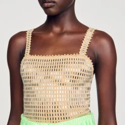 Mulheres Sandro Paris Top Com Strass