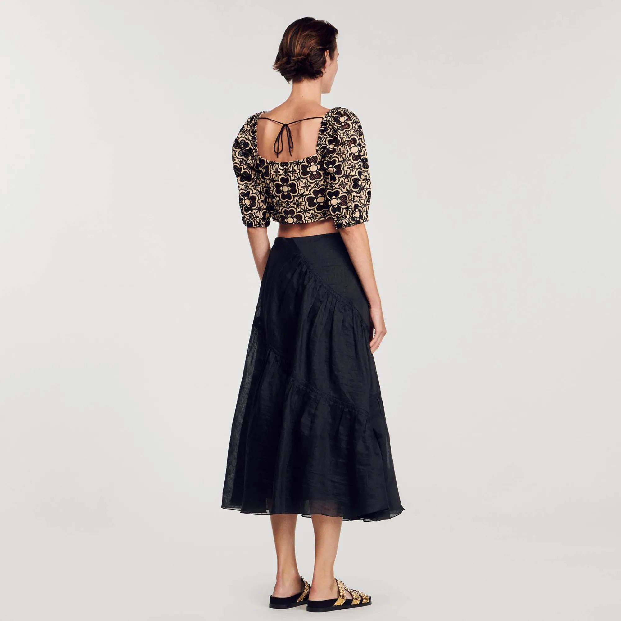 Mulheres Sandro Paris Top Cropped Bordado Ingles