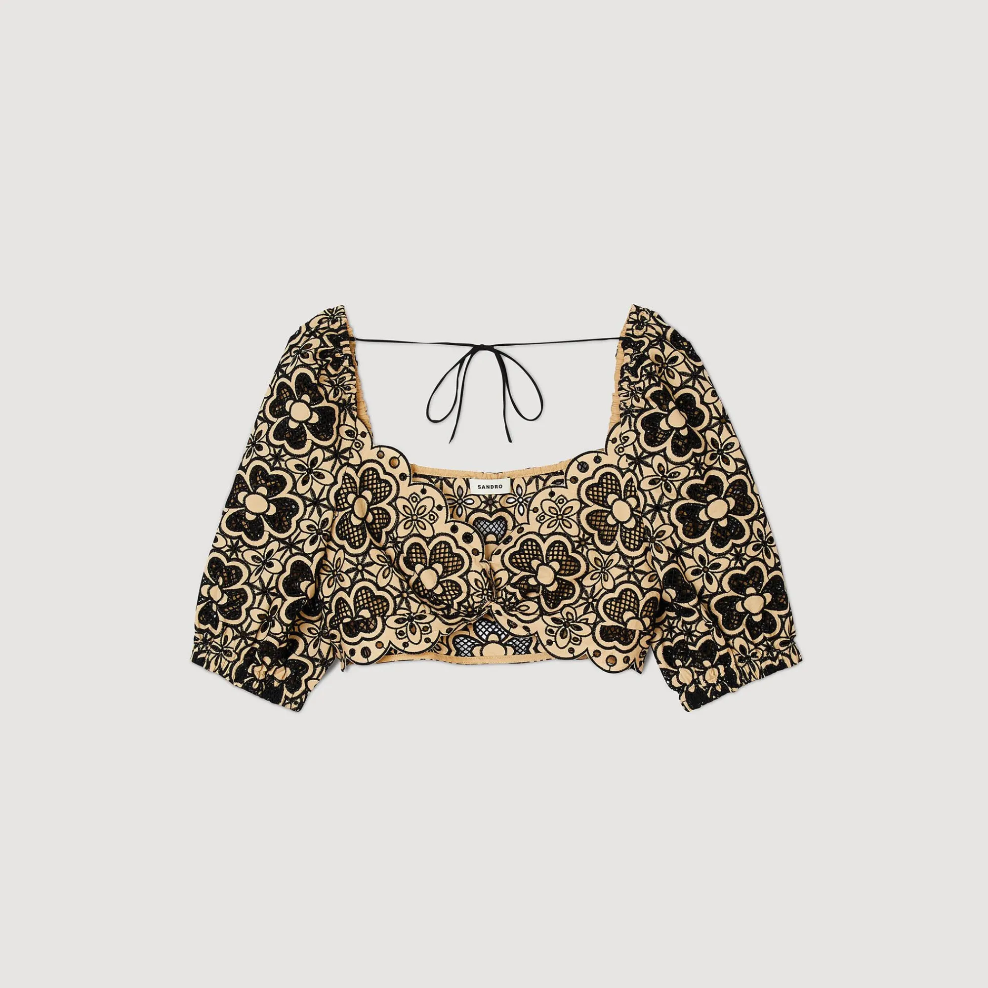 Mulheres Sandro Paris Top Cropped Bordado Ingles