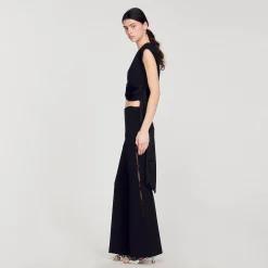 Mulheres Sandro Paris Top Cropped Com Alcas Assimetricas