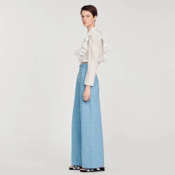 Mulheres Sandro Paris Top Cropped Com Bordado Ingles