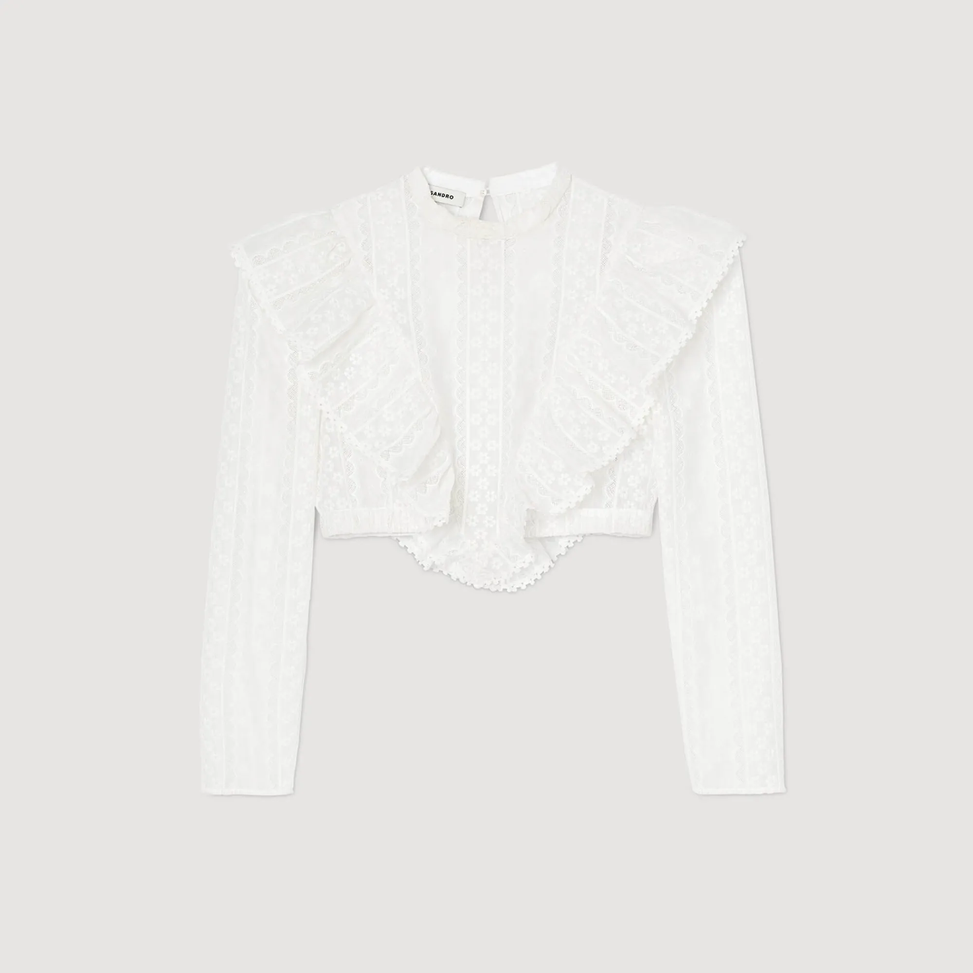 Mulheres Sandro Paris Top Cropped Com Bordado Ingles