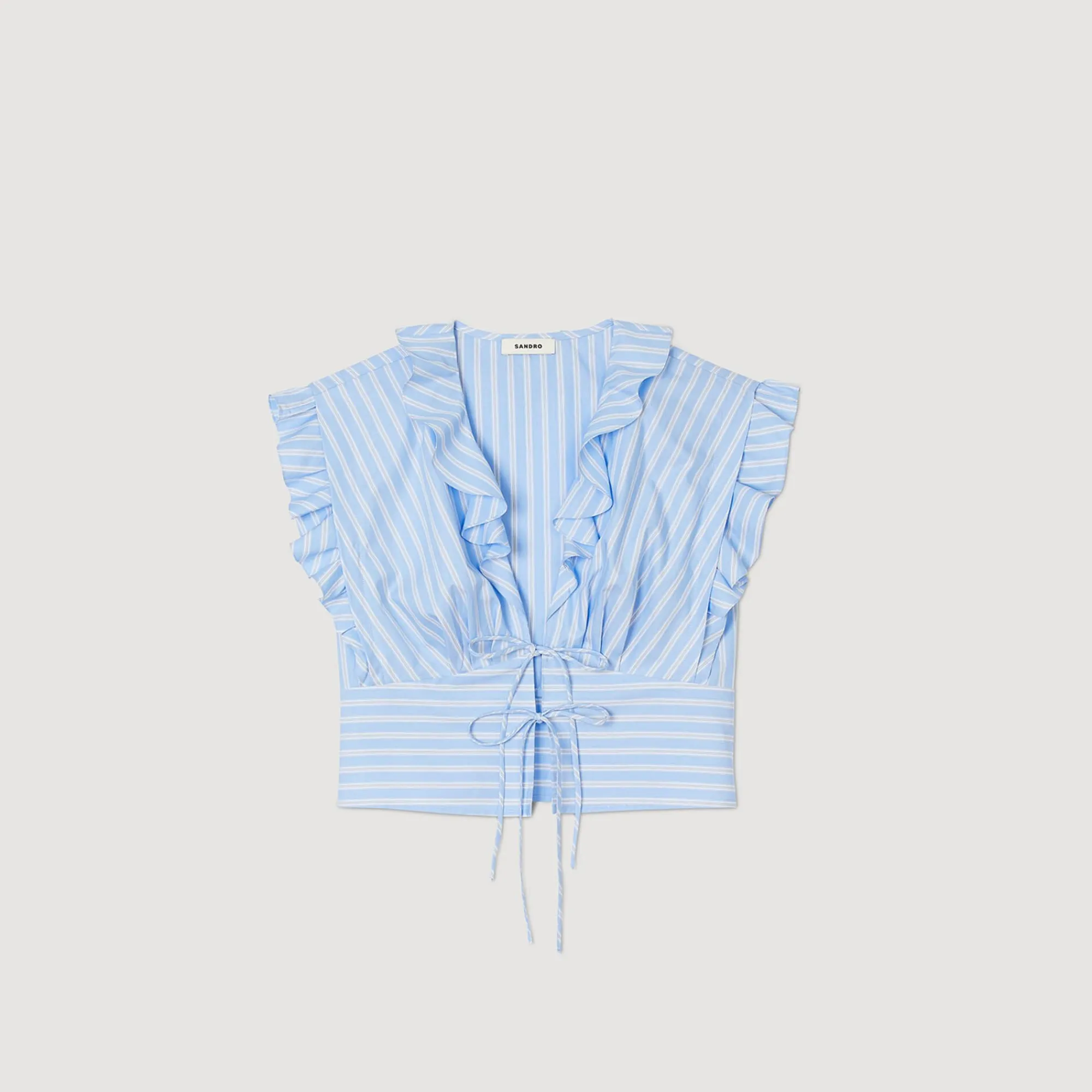 Mulheres Sandro Paris Top Cropped Listrado Com Babados