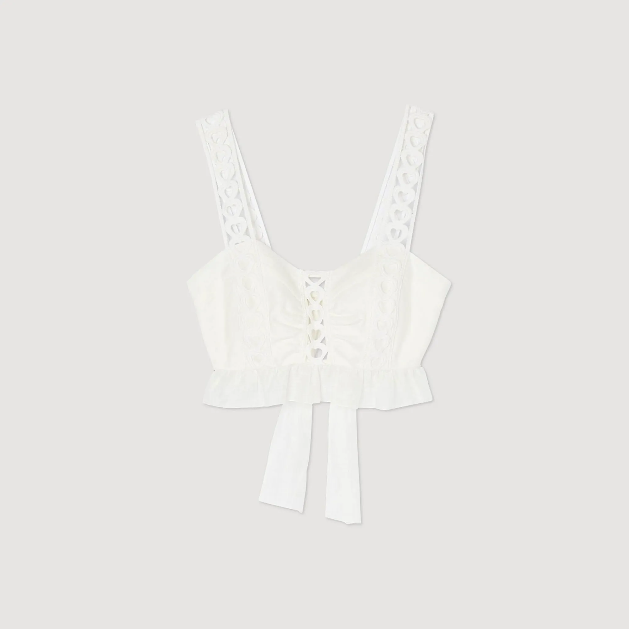 Mulheres Sandro Paris Top Curto Em Mescla De Linho