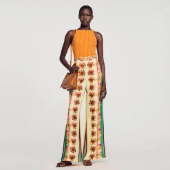 Mulheres Sandro Paris Top De Malha Com Strass