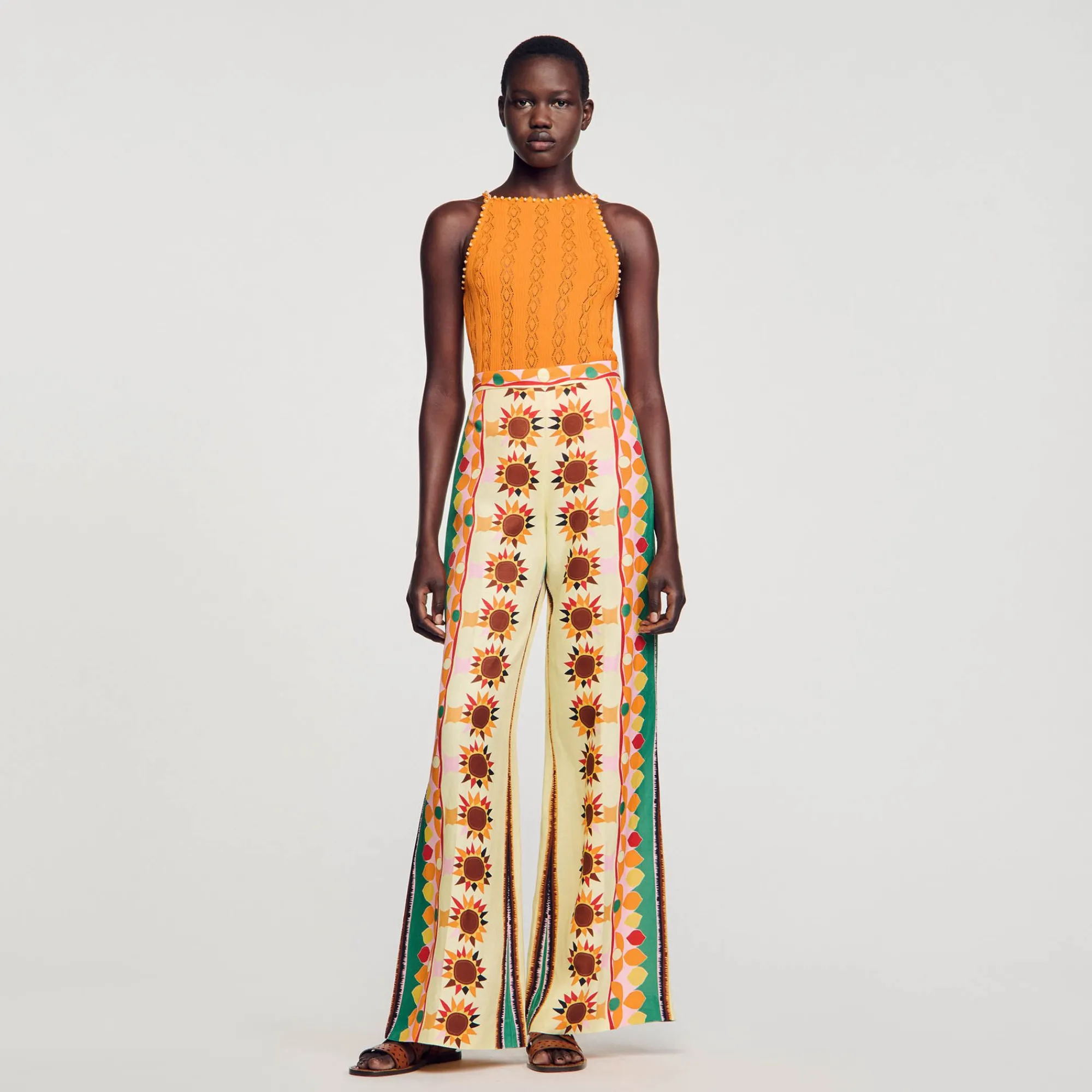 Mulheres Sandro Paris Top De Malha Com Strass