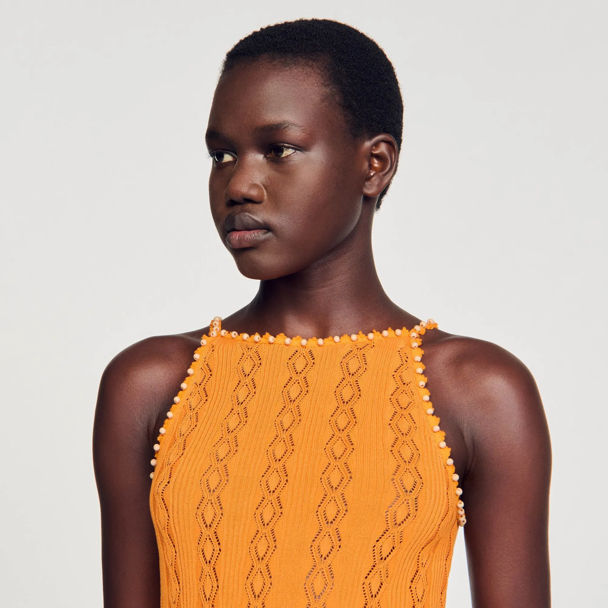 Mulheres Sandro Paris Top De Malha Com Strass