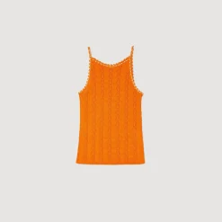 Mulheres Sandro Paris Top De Malha Com Strass