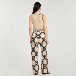 Mulheres Sandro Paris Top De Malha De Croche