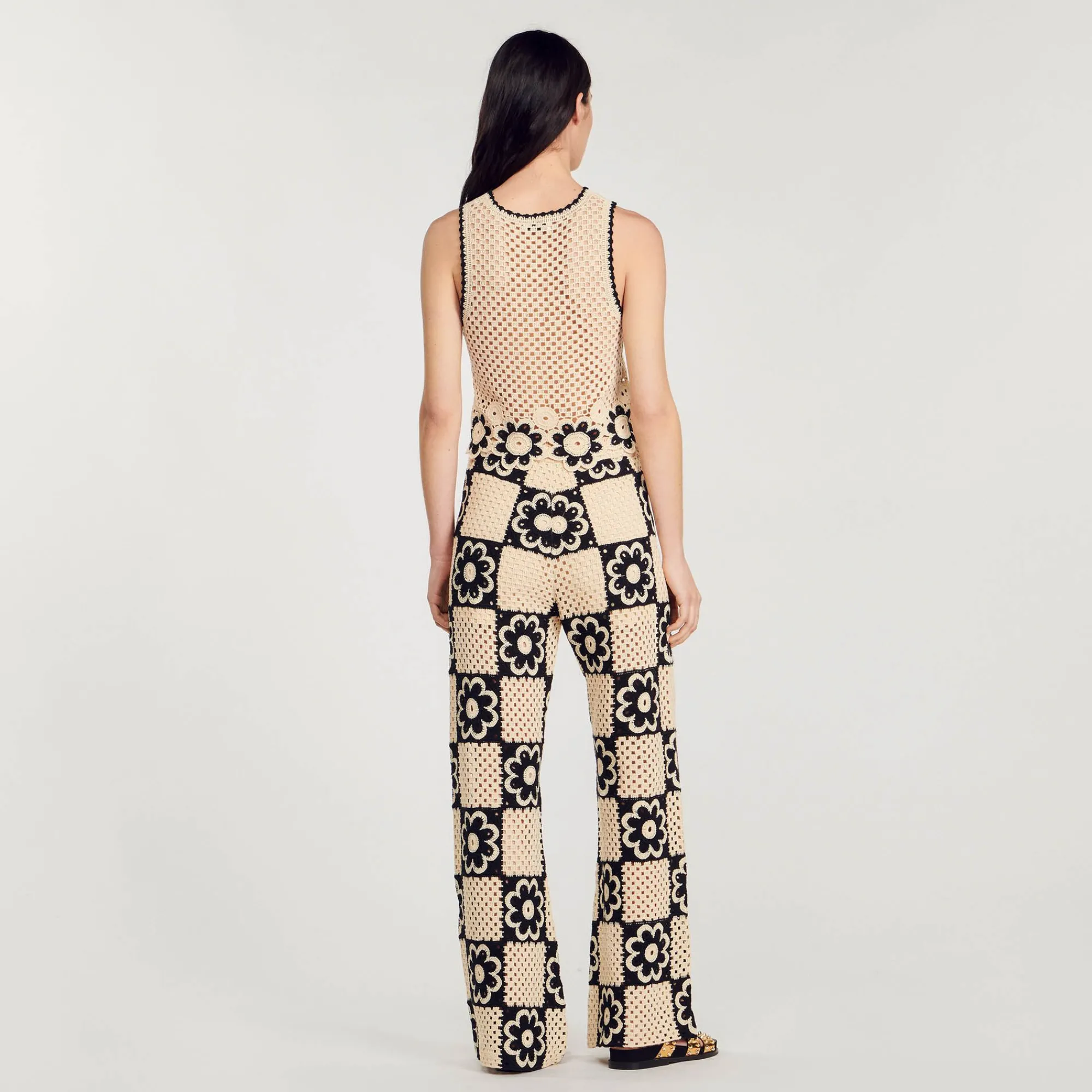 Mulheres Sandro Paris Top De Malha De Croche